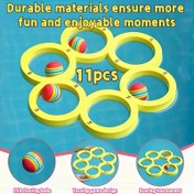 Resim 10 Top ve 1 Halka Aile Toplantıları için Uygun Su Sporları Yüzen Havuz Oyuncakları, Eğlenceli ve Koordineli Yüzme Havuzu Su Aktiviteleri, Dayanıklı ve Güvenli Atma Oyunları, Tatil Toplantıları, Takım İnşa, Doğum Günü ve Parti Malzemeleri için Uygun, Arkadaşlık Oyunları Basit ve Eğlenceli. 