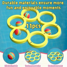 Resim 10 Top ve 1 Halka Aile Toplantıları için Uygun Su Sporları Yüzen Havuz Oyuncakları, Eğlenceli ve Koordineli Yüzme Havuzu Su Aktiviteleri, Dayanıklı ve Güvenli Atma Oyunları, Tatil Toplantıları, Takım İnşa, Doğum Günü ve Parti Malzemeleri için Uygun, Arkadaşlık Oyunları Basit ve Eğlenceli. 