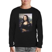 Resim Mona Lisa Siyah Çocuk Sweatshirt 