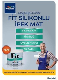 Resim Marshall Fit Silikonlu Ipek Mat 20kg Tavan Boyası 10kg Rulo-su Bazlı-silinebilir-kokusuz-nefes Alır 