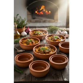 Resim MHT Serisi 6+6 Toplam 12'li Güveç & Sufle Seti Isıya Dayanıklı Porsiyonluk Fırın Sütlaç Çömlek Kase 