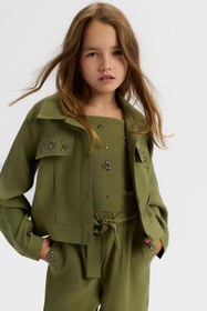 Resim NK Kız Çocuk Cashmere Gömlek 8-14 Yaş Haki 