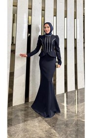 Resim modadeywearst Özel Tasarım Taş İşlemeli Peplum Tesettür Abiye 