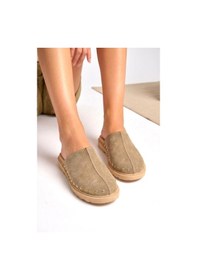 Resim Fox Shoes Y918132902 Bej Süet Önü Kapalı Sabo Terlik 