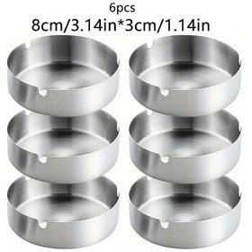 Resim Meridiangoods 6 Adet Gümüş Rengi Yeniden Kullanılabilir Yuvarlak İç Ve Dış Mekan Kül Tablası 