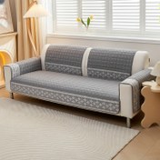 Resim Modern Gri & Beyaz Vafli Dokuma Kanepe Kılıfı Dantel Süslemeli - Kaymaz, Evcil Hayvan Dostu 1 ila 4 Kişilik Koltuk Koruyucu, Makinede Yıkanabilir Polyester Kumaş, Kanepe Kılıfları 