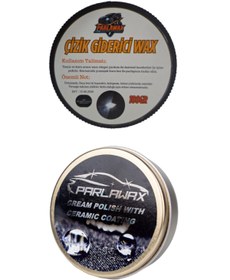 Resim parlawax 2 li Set Çizik Giderici Wax+Seramik Katkılı Krem Cila 100'er gr 