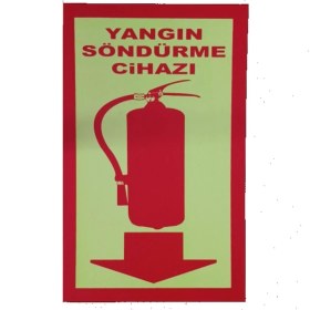 Resim Yangın Söndürme Tüpü Uyarı Levhası Dakota Malzeme Üzerine Serigrafi Fosforlu Baskılı 