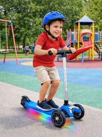 Resim Tois ColorWase Led Işıklı 4 Kademe Ayarlanabilir 3 Tekerlekli Scooter - Mavi - Mavi / Standart 
