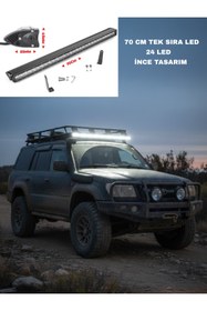 Resim KAPOTO 70cm 72W Tek Sıra İnce 24 Led Off Road Bar Araç Üstü 4x4 Led Projektör Işık 