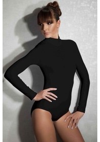 Resim Doreanse 12407 Bayan Modal Uzun Kol Boğazlı Çıtçıtlı Siyah Body 