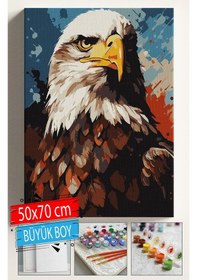 Resim Sayılarla Boyama Seti Numaralı Tuval Fırça Boya Dahil Kasnaklı Set 50x70 Cm - Kara Kartal 
