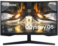 Resim Samsung ODYSSEYG5LS27AG550 27 inç 1 ms HDMI Display 165 Hz Curved LED QHD Oyun Bilgisayar Monitörü 