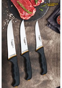 Resim Platinum Serisi Mutfak Bıçak Seti Et Ekmek Sebze Salata Börek Şef Bıçağı 3 Lü Set Hds-55 Siyah 