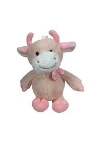 Resim Sevimli Peluş İnek Hediyelik Uyku Arkadaşı 40 Cm Pembe 
