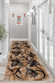 Resim Pelangi Yaprak Desenli Toprak Tonlar Dijital Baskı Kaymaz Taban Yıkanabilir Klasik Salon Halı ve Yolluk, Koyu Açık Kahve 100 x 350, 95542881003507 