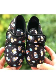 Resim Pandalina Çocuk Panduf Kreş Ev Okul Ayakkabısı Yumuşak Kaydırmaz hafif Taban Cırt Cırtlı Kreş Ayakkabısı 