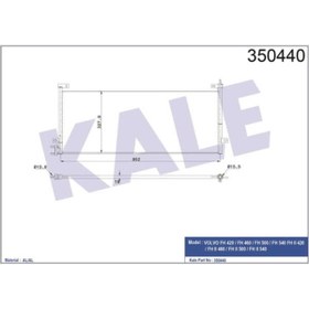 Resim KALE 350440 Kondenser Al/Brz Volvo Fh 420-Fh 460-Fh 500-Fh 540 Fh II 420-Fh II 460-Fh II 500 872×333×16 