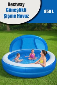 Resim BESTWAY 54337 MAVİ GÜNEŞLİKLİ ŞİŞME HAVUZ 