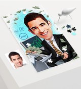 Resim Kişiye Özel Bay Bankacı Karikatür 240 Parça A3 Puzzle - 2 