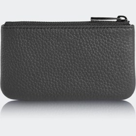 Resim Hakiki Deri, El Yapımı, Bozuk Para Cüzdanı, Gümüş Renk Fermuar, 3002 Siyah Siyah 