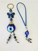 Resim cuaderno El Yapımı Nazar Boncuğu Seti Kelebekli Anahtarlık+burgu Cam Araba Süsü Dikiz Ayna Süsü 