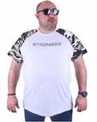 Resim MocGrande Büyük Beden Raglan Sleeve Camouflage Erkek Tişört 23146 Beyaz 