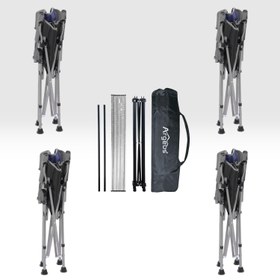 Resim 4 Adet Katlanır Kamp Sandalyesi ve Alüminyum Masa Seti - Rustic Silver - Mavi 