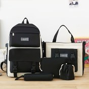 Resim 5 Parça Çanta Seti, Peluş Ayılı Sırt Çantası ve Rozetli, Bozukluk Cüzdanı, Kalem Kutusu, El Çantası Crossbody Çanta, Ekipmanlar, Temel Malzemeler, Eğlenceli Tasarım, Sağlam Fermuar, Kaliteli Yapım, Uyumlu Aksesuarlar, Kalem Kutu Seti, Aksesuarlar, Sırt Çantası 