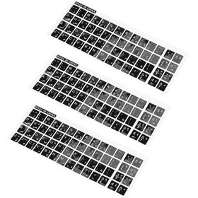 Resim Xindoker Bilgisayar Klavye Stickerı - Siyah Beyaz Arapça İngilizce Harfler 17.7x5.8 Cm 