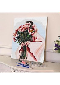 Resim Sayılarla Boyama Seti 40 X 50 Cm Tuval Şasesine Gerili Kucaktaki Çiçek 