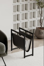 Resim ED Efelez Design Gazetelik , Dergilik , Coral Koltuk Yanı Düzenleyici , Siyah Metal - Siyah Deri 