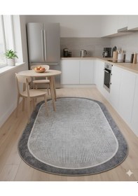 Resim Brillant Kaydırmaz Latex Taban Gri Oval 100 150 Halı Açık Gri 