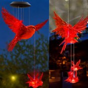 Resim California Cardinal Güneş Enerjili Rüzgar Çanı, 6LED Asılı Bahçe Gece Lambası, Akrilik Dış Mekan Dekoru, Nikel Pil, Kuş Dekoru, Ev Dekoru için Mükemmel 