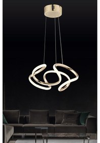 Resim Ld 016 Topsuz Model Gold 3 Renkli Salon Ve Oturma Odası İçin İdeal Alüminyum Avize, 35x70 Gold 