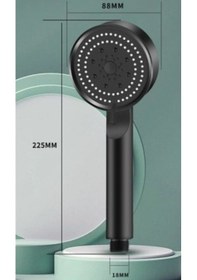 Resim 24242415488SA Turbo Fan 5 Fonksiyonlu Su Tasarruflu Duş Başlığı Siyah 
