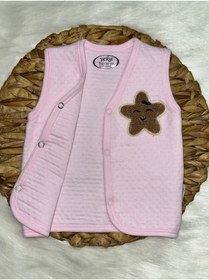 Resim YEKA BEBE Unisex Bebek Pembe Kapitoneli Tek Kat Figürlü Pamuk Yelek 