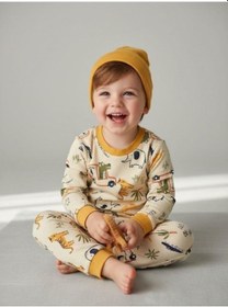 Resim Zekids Erkek Bebek Pamuklu Safari Desenli Pijama Takımı-16848 Çok Renkli 