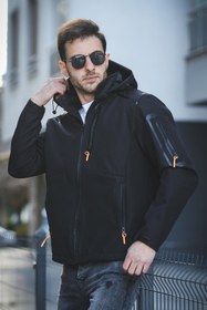 Resim Juka Softshell Su Soğuk Rüzgar Geçirmez İçi Kürklü Dolgulu Softshell Erkek Dağcı Kampcı Kayakcı Montu - SIYAH / S 