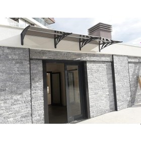 Resim Kapı Üstü Sundurma 100x120 Cm Ant. Gri Ayak 3mm Solid Gri Levha 