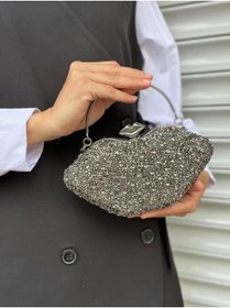 Resim Çanta Trend Kristal Taşlı Uzun ve El Tutma Askılı Abiye Çanta (TELEFON SIĞMIYOR ) 
