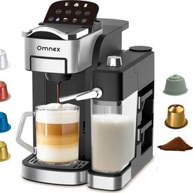 Resim Omnex Ox-Pro II Kapsül Kahve ve Espresso Makinesi 20 Bar Basınç, Süt Köpürtücü, Latte & Cappuccino 