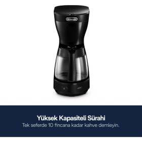 Resim DeLonghi ICM16210 Siyah Filtre Kahve Makinesi 10 Fincan Kapasite ile Aroma Fonksiyonu 