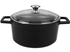 Resim Lava Döküm Yuvarlak Tencere Cam kapaklı Glaze Çap 20cm Yeşil 