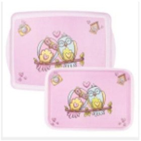 Resim Tantitoni Melamin Baykuş Desenli 2 Li Dikdörtgen Kaydırmaz Tepsi 34-41 Cm Renkli 