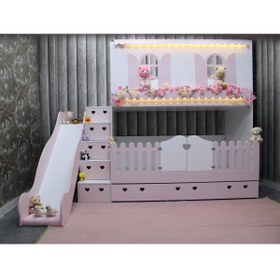 Resim bebetu mobilya Alaçatı Kaydıraklı Yavru Yataklı Ranza 