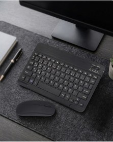 Resim Tek Bluetooth Klavye Mouse Seti Taşınabilir Wireless Bilgisayar Aksesuarı Najmaddin 