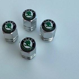 Resim Aksefuar Lazer Skoda ile Uyumlu Logolu Alüminyum Altıgen Sibop Kapağı (Takım) 