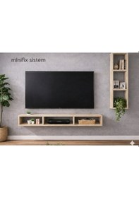 Resim Dekoratif Duvar Rafı - Tv Ünitesi 2 Parçalı Traverten 90x90 Traverten 