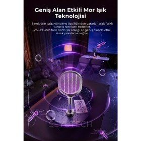 Resim Seyutech Teleskopik Sinek Öldürücü Raket Şarjlı Mor Işıklı Dönebilen Başlıklı Uzatma Aparatlı Sinek Yakalama Lambası 